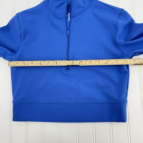 Wild Fable Butterbliss 1/4 Zip Crop Mock Neck Shirt Long Sleeve Blue Stretch Med - Picture 3 of 5